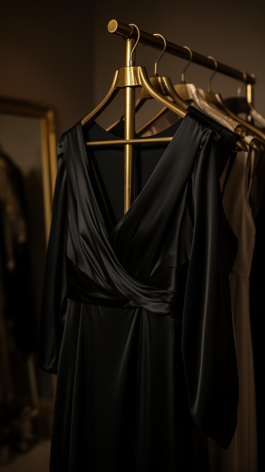 Black silk gown on hanger